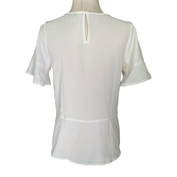 Madewell Flare Hem Ruffle Sleeve White Top - XXS - Picture 7 of 13